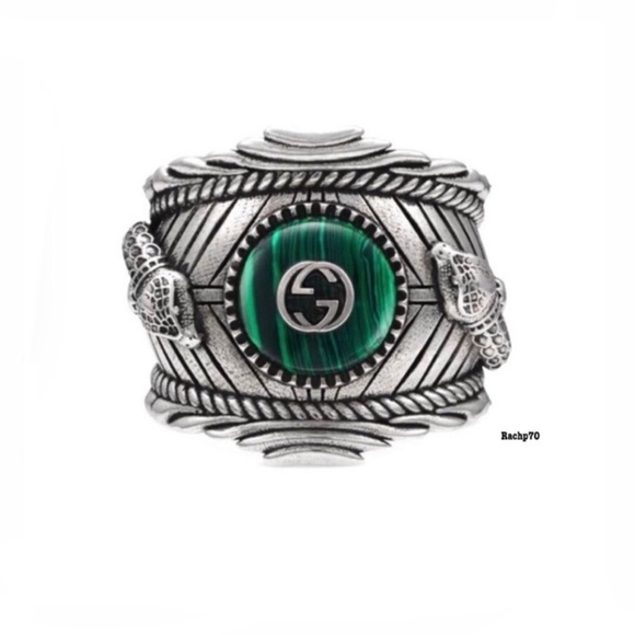 New Authentic Gucci GG Malachite Snake Ring - Picture 3 of 10